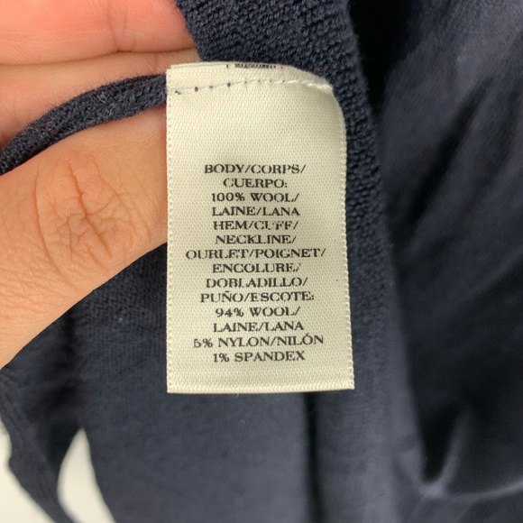 Ann Taylor Navy Blue Jeweled Long Sleeve Tee Sz M - Picture 7 of 8